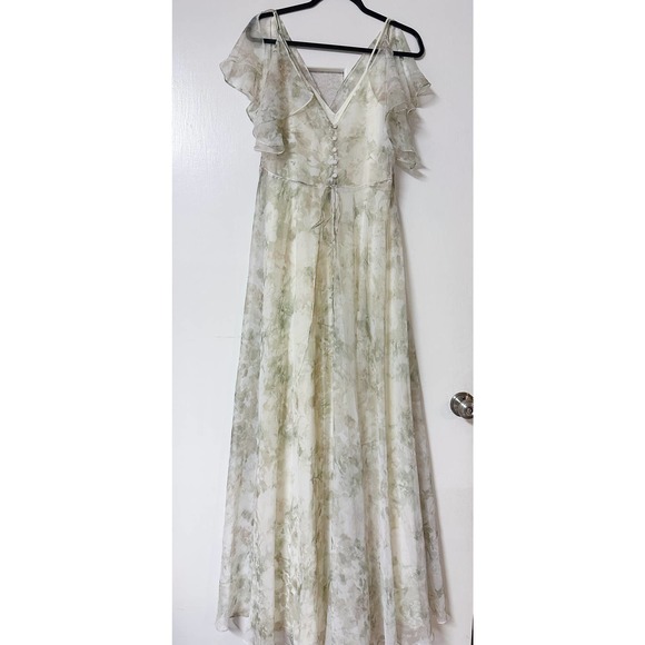 NWT JENNY YOO COLLECTION Floral Chiffon Bridesmaid Wedding Dress 8 (982) - Picture 4 of 5